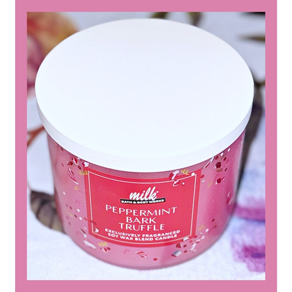 Bath & Body Works Peppermint Bark Truffle Milk Bar Large 3-Wick Candle 14.5oz